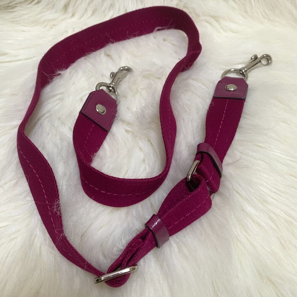Magenta Purple Canvas Adjustable COACH Crossbody Strap Leather Trim 46" S34